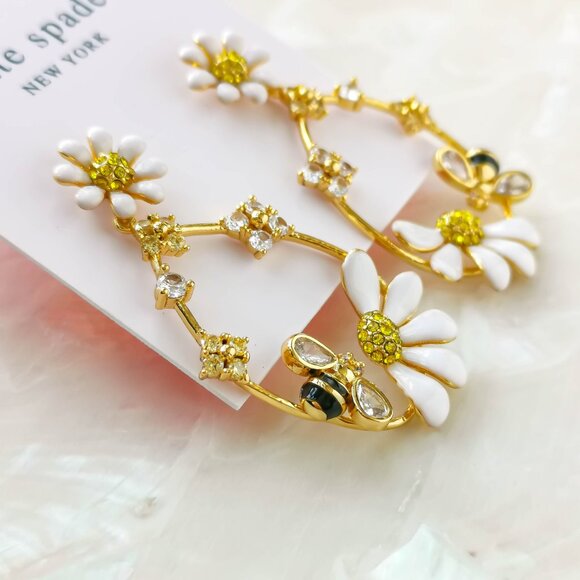 Kate Spade • dazzling daisies gold statement hoops Earrings - Picture 2 of 3